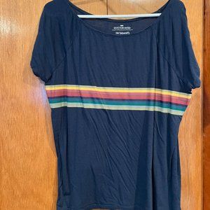 Her Universe Doctor Who Thirteen Navy & Rainbows Stripe Top Sz. 00/M
